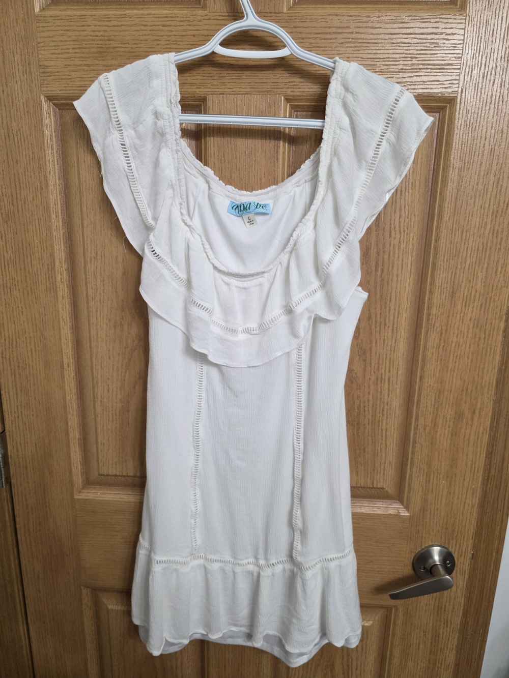 Ruby Rox Ivory Ruffle-Front Mini Dress